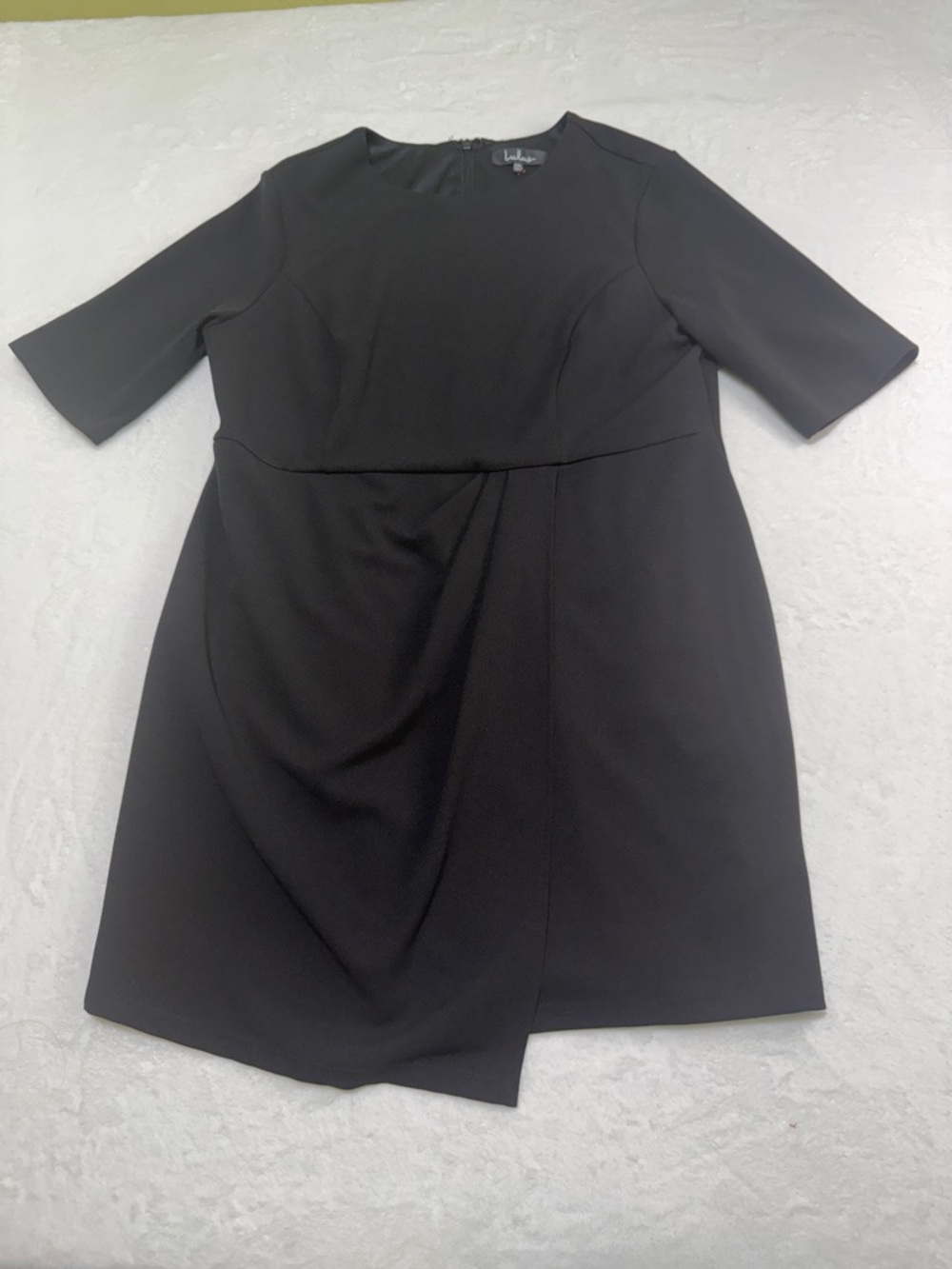 Lulu's Black Draped Midi Sheath Dress